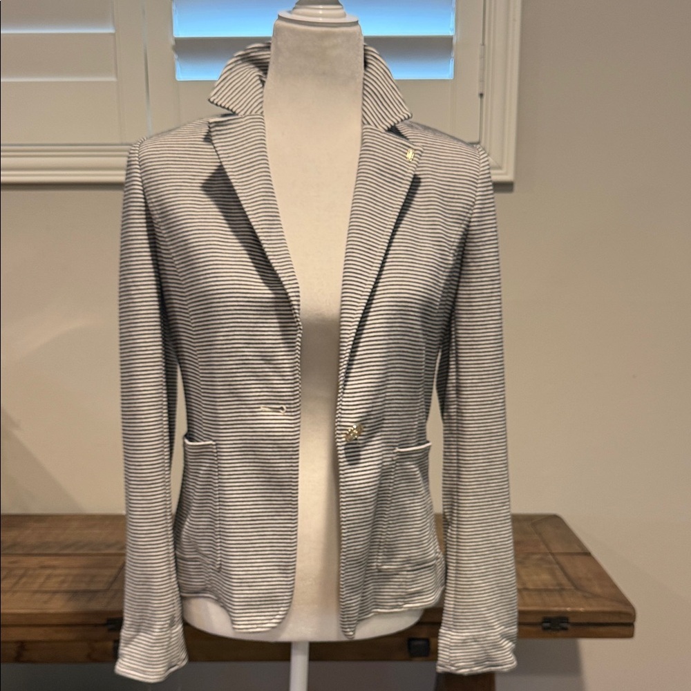 Women's Striped Blazer Jacket - Picture 6 of 10
